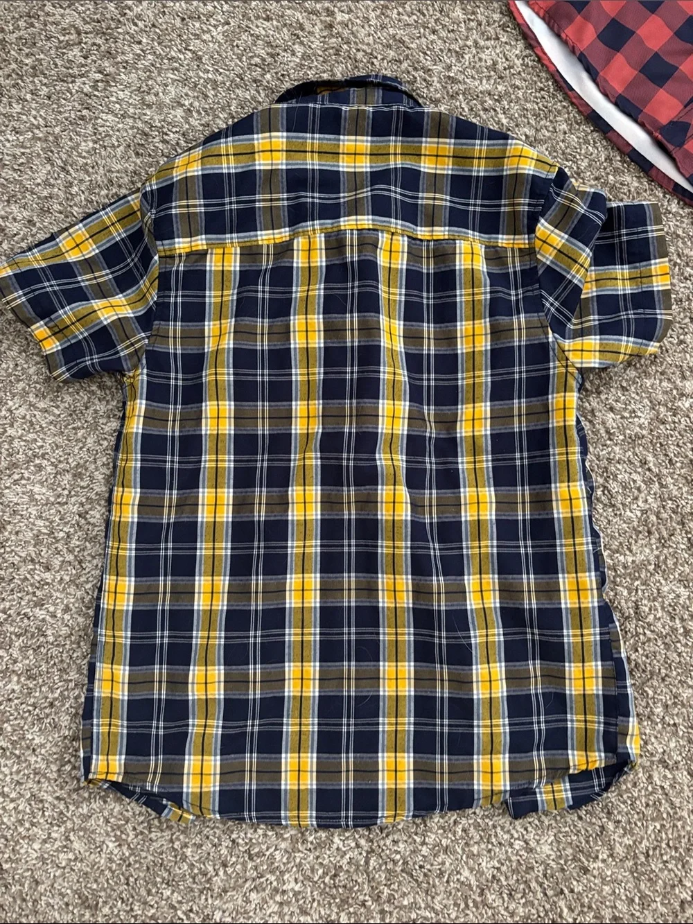 Boys Short-Sleeve Shirts Bundle - Navy Dot, Red Plaid, Yellow Plaid medium 10-12